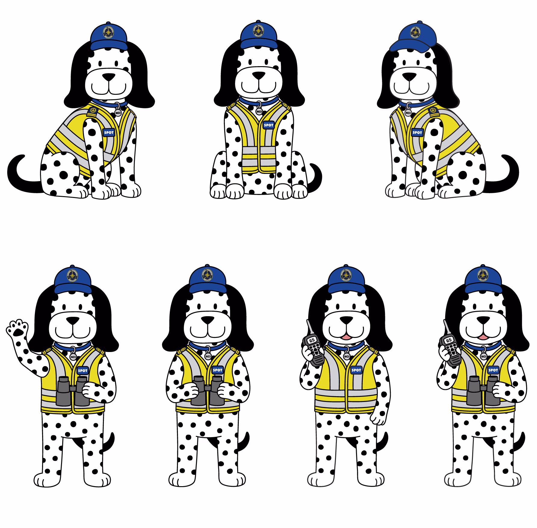 SPOT the watchkeeper — mascot character design sheet